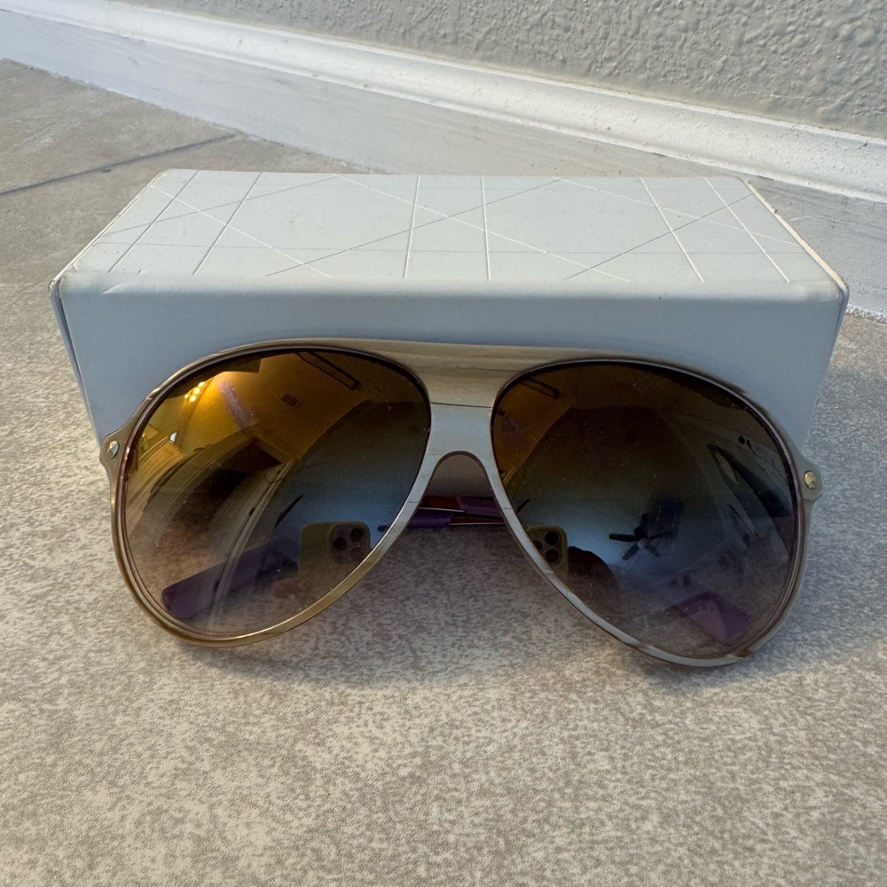 Dior Tahuata Beige Gold Aviator Oversized Women Sunglasses